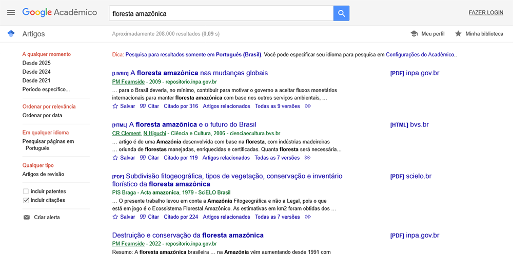 Pesquisa Google Acadêmico